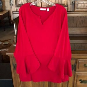 Red flared long sleeve, size 3x